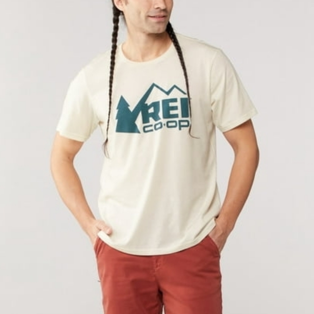 NWOT REI Co-Op Unisex Logo T-Shirt In Ivory, Size Medium